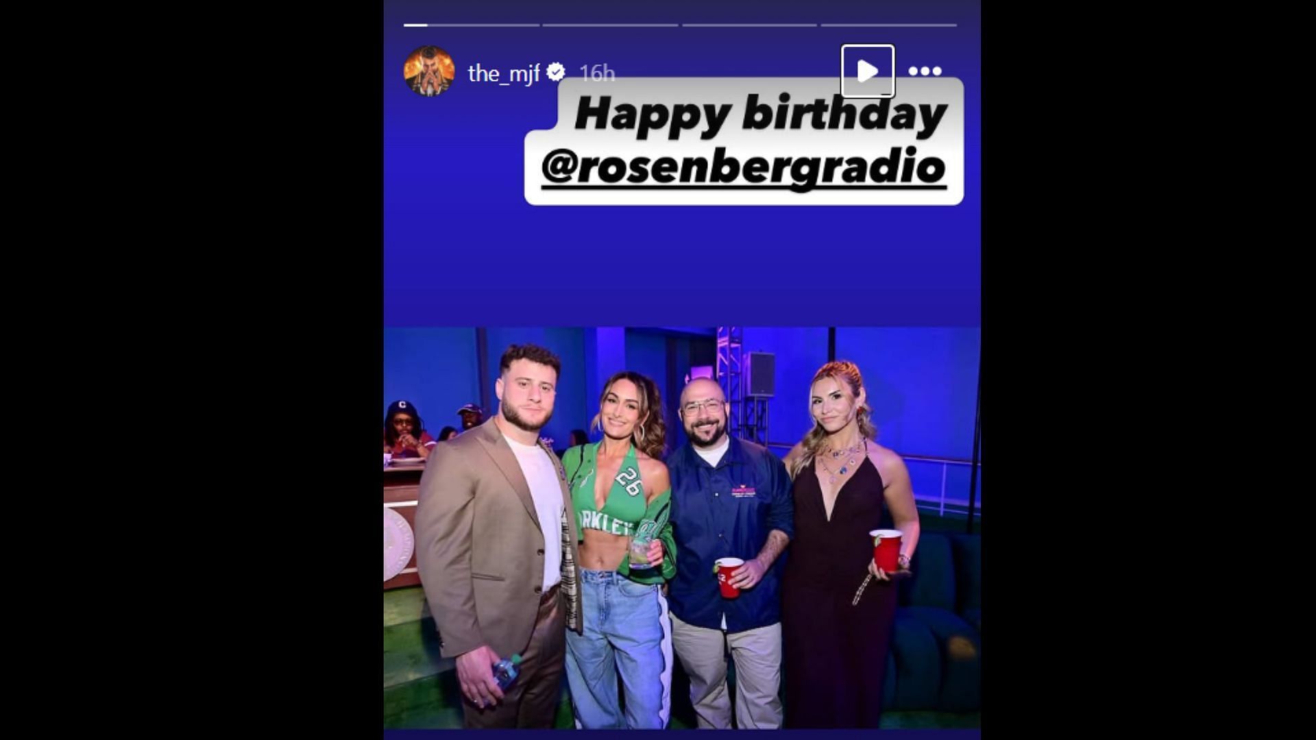MJF, Nikki Bella, Peter Rosenberg, and Alicia Atout (L to R) (Image via Friedman's Instagram story)